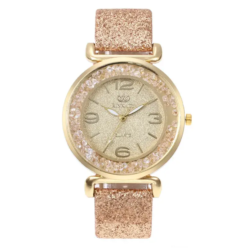 Gold Plated Women's Digital Watch with Diamond Belt - Image 8