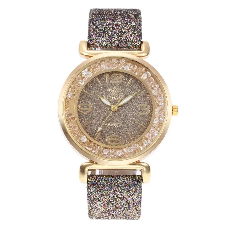 Gold Plated Women's Digital Watch with Diamond Belt - Image 9