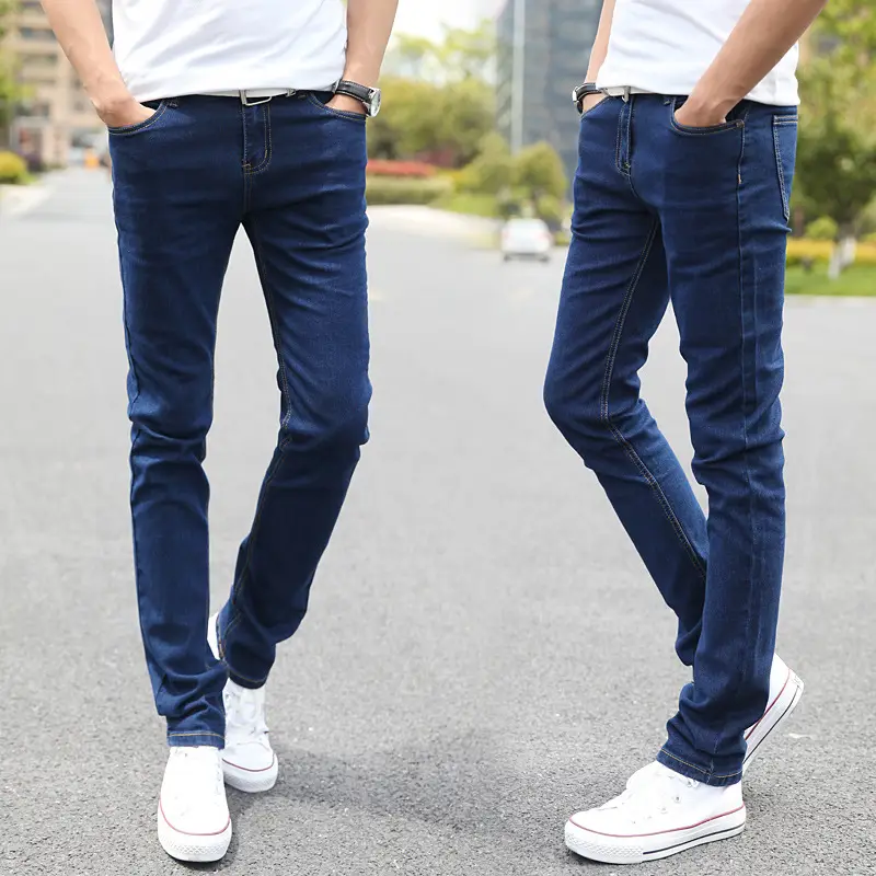 Men Slim Fit Elastic Jeans Blue Winter Style - Image 3