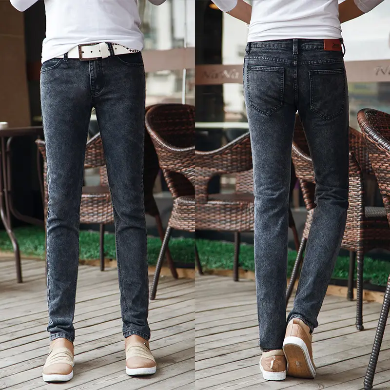 Men Slim Fit Elastic Jeans Blue Winter Style - Image 5