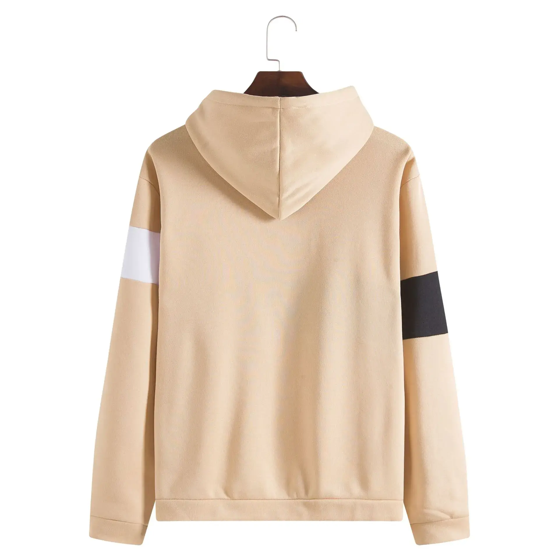 Men's Black White Stripe Hooded Pullover Sweater - Image 6