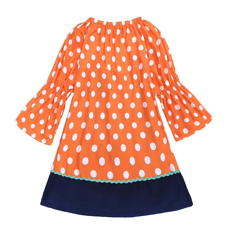 Orange Polka Dot Toddler Dress for Girls 2025