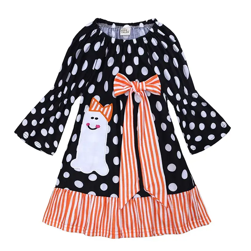 Orange Polka Dot Toddler Dress for Girls 2025