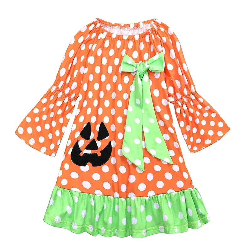 Orange Polka Dot Toddler Dress for Girls 2025