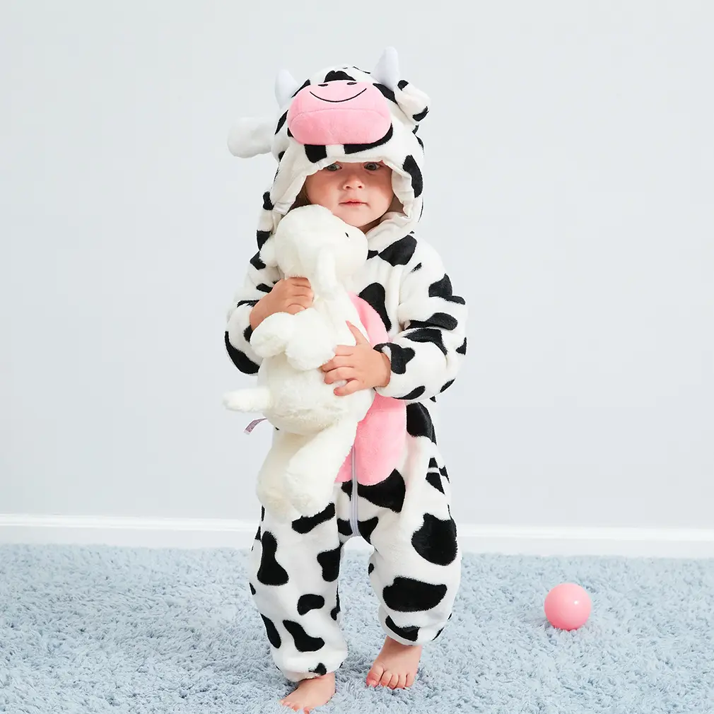 Baby Cow Fleece Pajamas for Kids Autumn Winter - Image 4