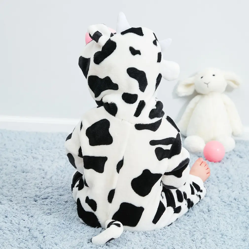 Baby Cow Fleece Pajamas for Kids Autumn Winter - Image 5