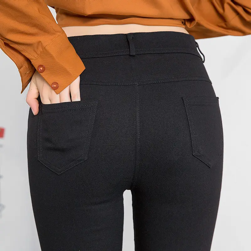 Women's Black Zipper Pencil Pants Large Size - Image 4