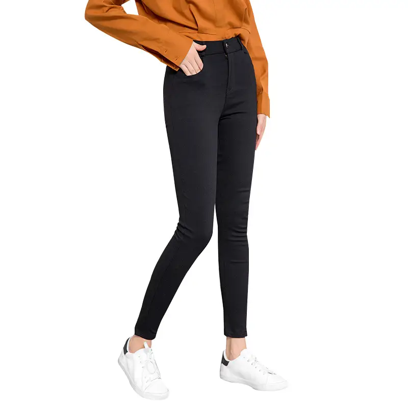 Women's Black Zipper Pencil Pants Large Size - Image 5
