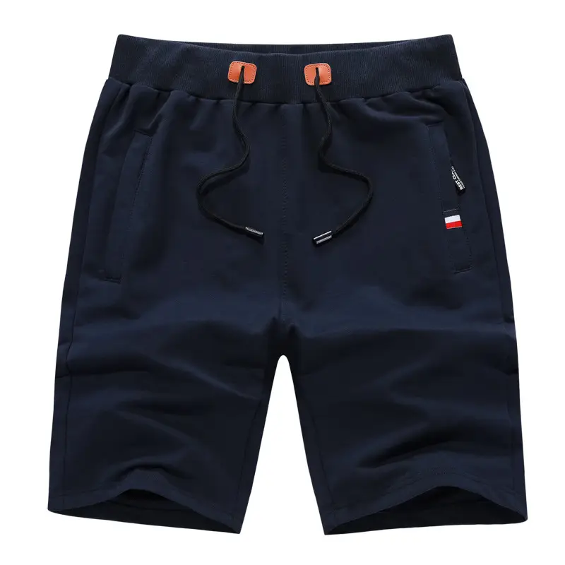 Men's Navy Solid Color Slim Fit Shorts with Drawstring - Image 9