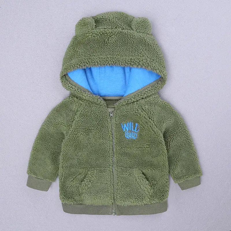 Green Fleece Boys' Hooded Coat One Piece - Image 6