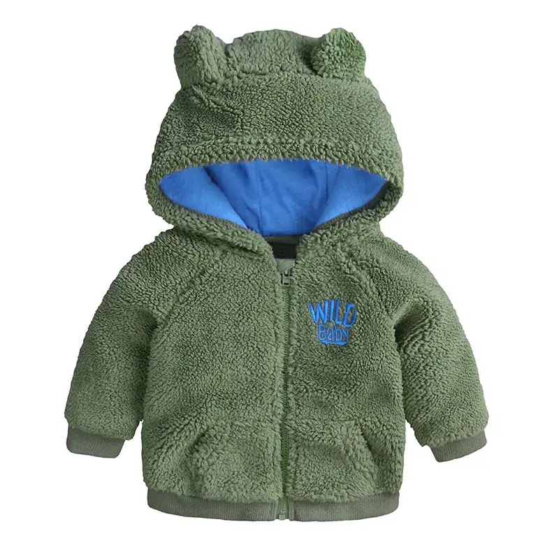 Green Fleece Boys' Hooded Coat One Piece - Image 2