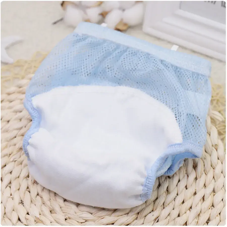Baby Mesh Diaper Pants Yellow Pink Blue Fixed Disposable - Image 8