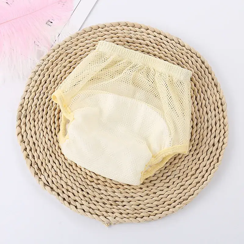 Baby Mesh Diaper Pants Yellow Pink Blue Fixed Disposable - Image 10