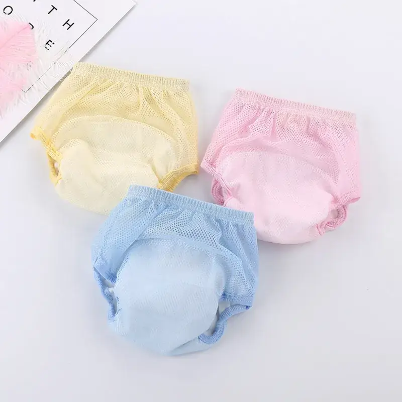 Baby Mesh Diaper Pants Yellow Pink Blue Fixed Disposable - Image 11