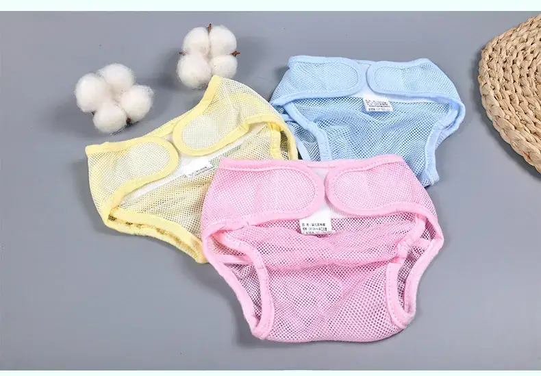 Baby Mesh Diaper Pants Yellow Pink Blue Fixed Disposable - Image 4