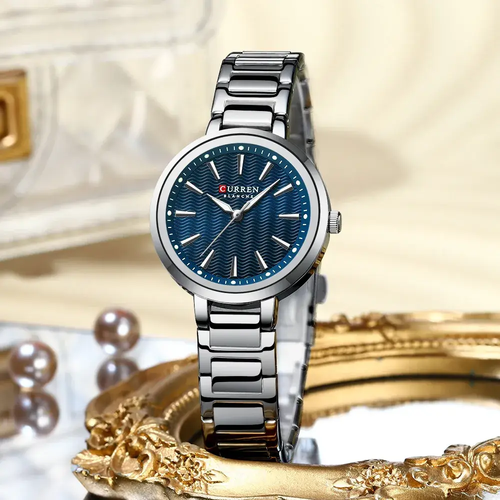 Women's Stainless Steel Waterproof Watch Blue Dial - Image 7