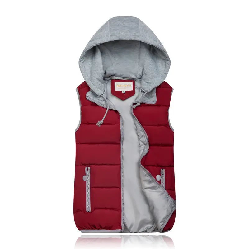 Women Hooded Cotton Vest Red Grey Large Winter - Image 5