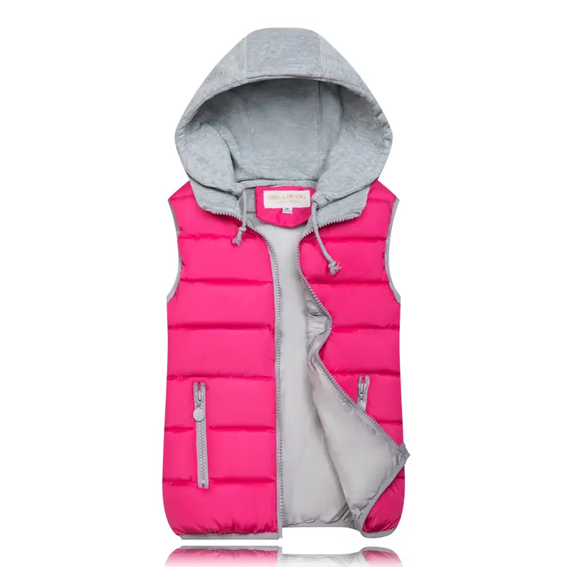 Women Hooded Cotton Vest Red Grey Large Winter - Image 9