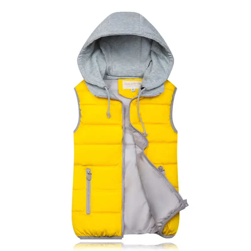 Women Hooded Cotton Vest Red Grey Large Winter - Image 2