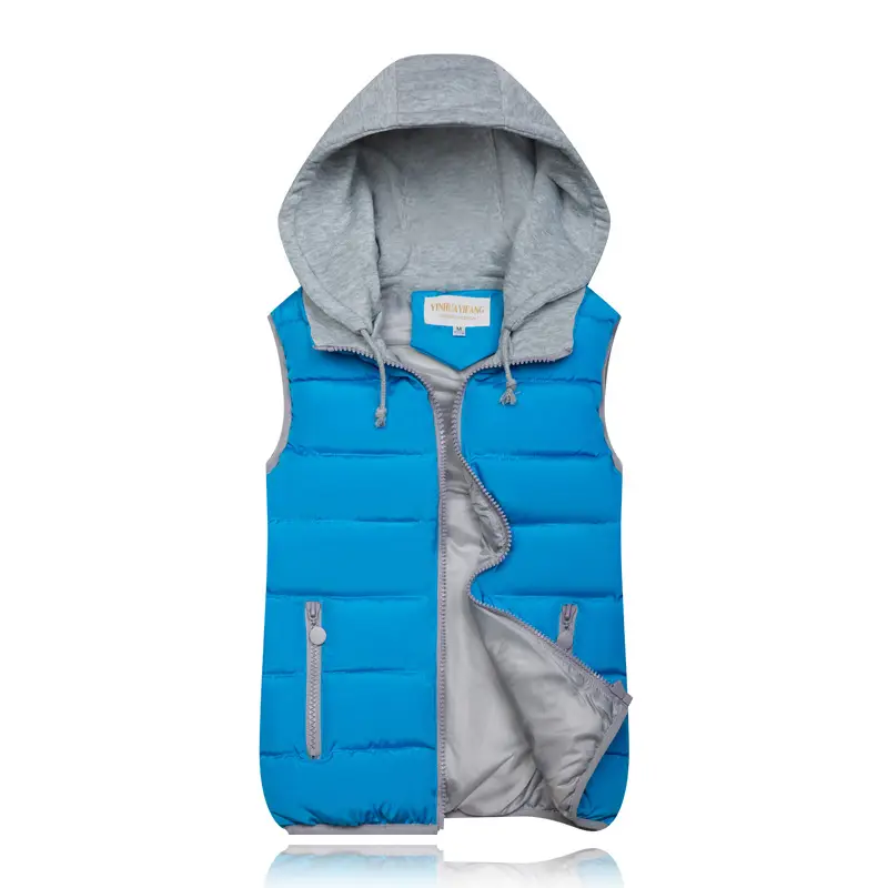 Women Hooded Cotton Vest Red Grey Large Winter - Image 6