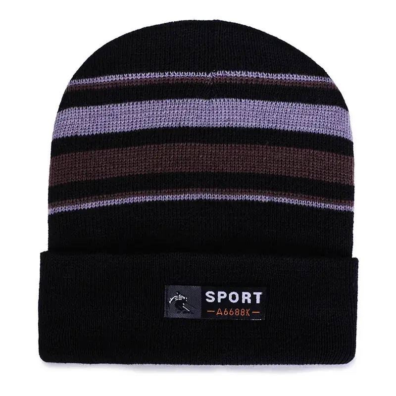 Winter Knitted Striped Woolen Beanie Hat - Image 7
