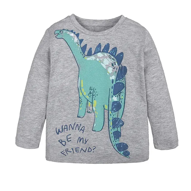 Kids Dinosaur Graphic Long Sleeve T-Shirt Grey