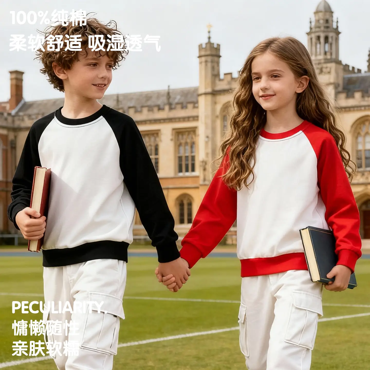 2026 Spring Baby Sweatshirt Blue White Long Sleeve Crew Neck - Image 5