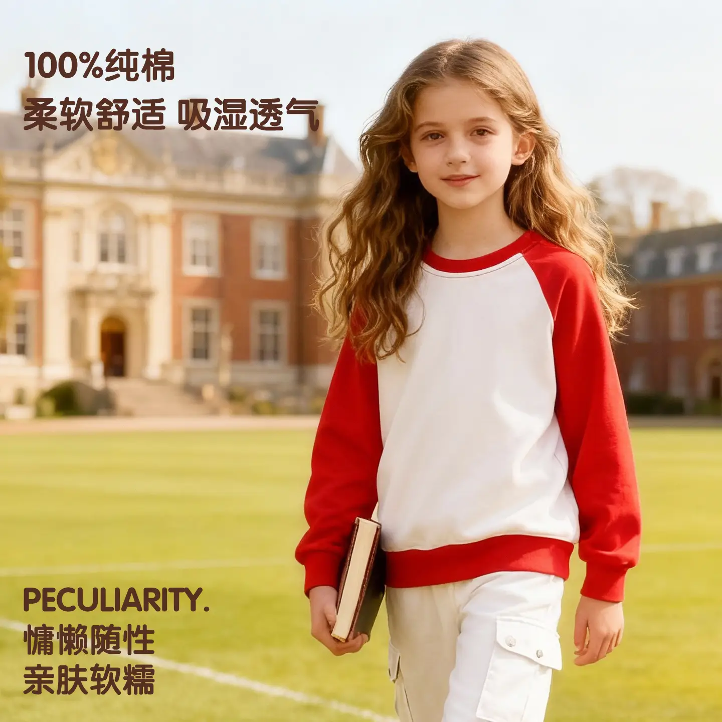 2026 Spring Baby Sweatshirt Blue White Long Sleeve Crew Neck - Image 6