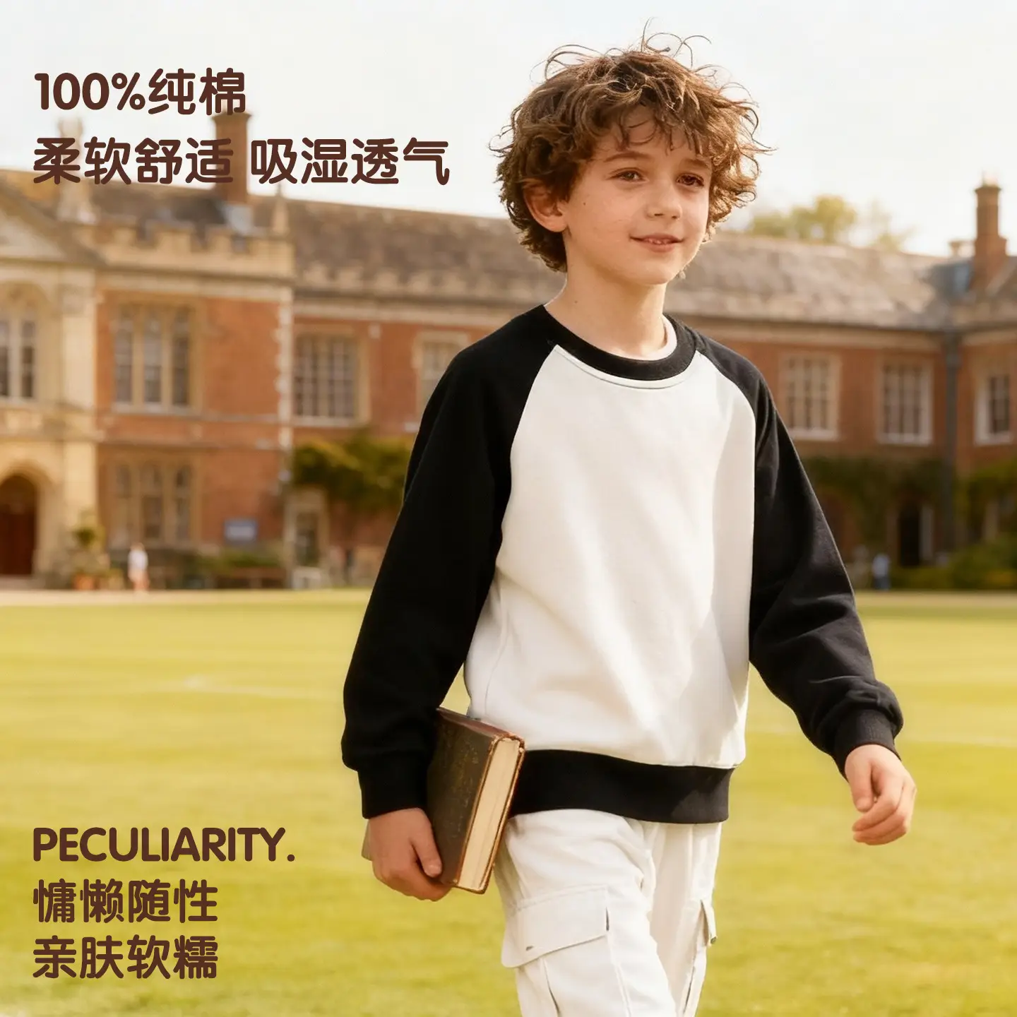 2026 Spring Baby Sweatshirt Blue White Long Sleeve Crew Neck - Image 7