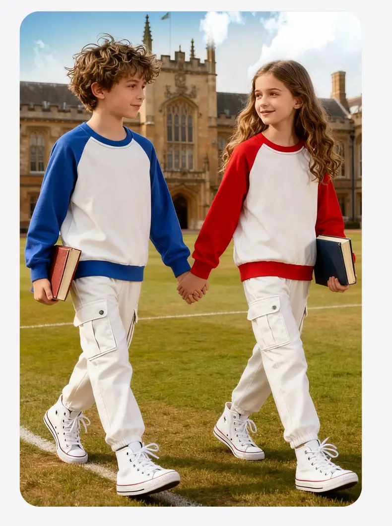 2026 Spring Baby Sweatshirt Blue White Long Sleeve Crew Neck — feature 11