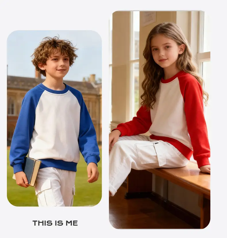 2026 Spring Baby Sweatshirt Blue White Long Sleeve Crew Neck — feature 12