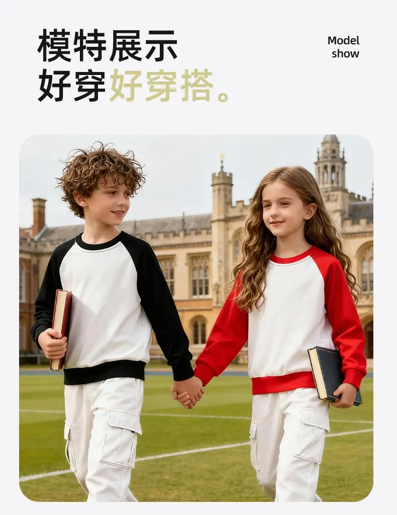2026 Spring Baby Sweatshirt Blue White Long Sleeve Crew Neck — feature 9