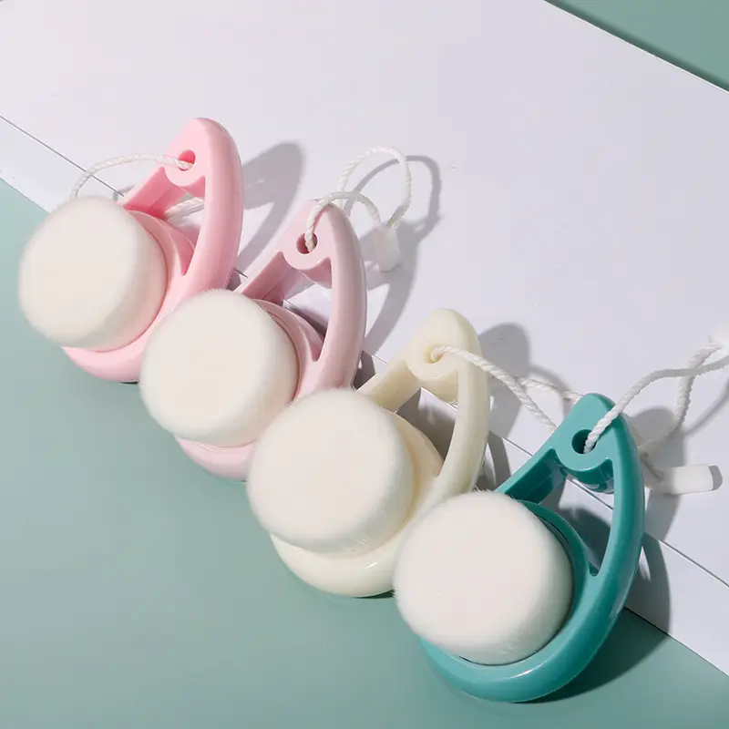 Soft Hair Face Brush Hollow-Comma Design Pink White Blue - Image 5