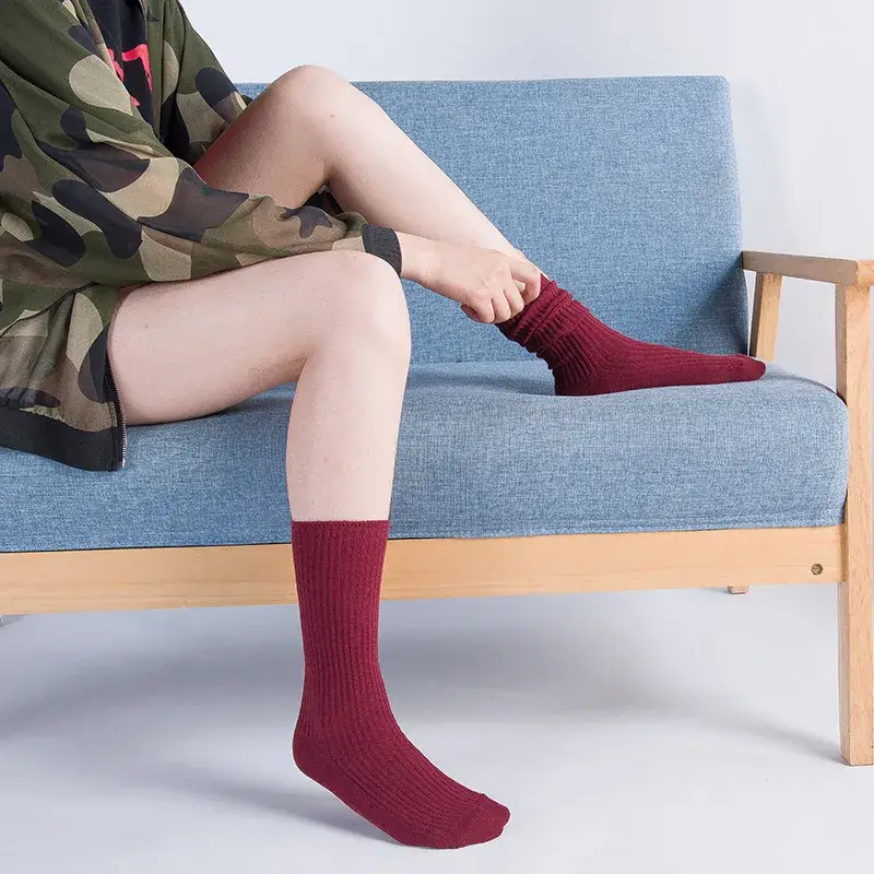 Japanese Ladies Pile Socks Vertical Stripe Cotton Spring Autumn - Image 8