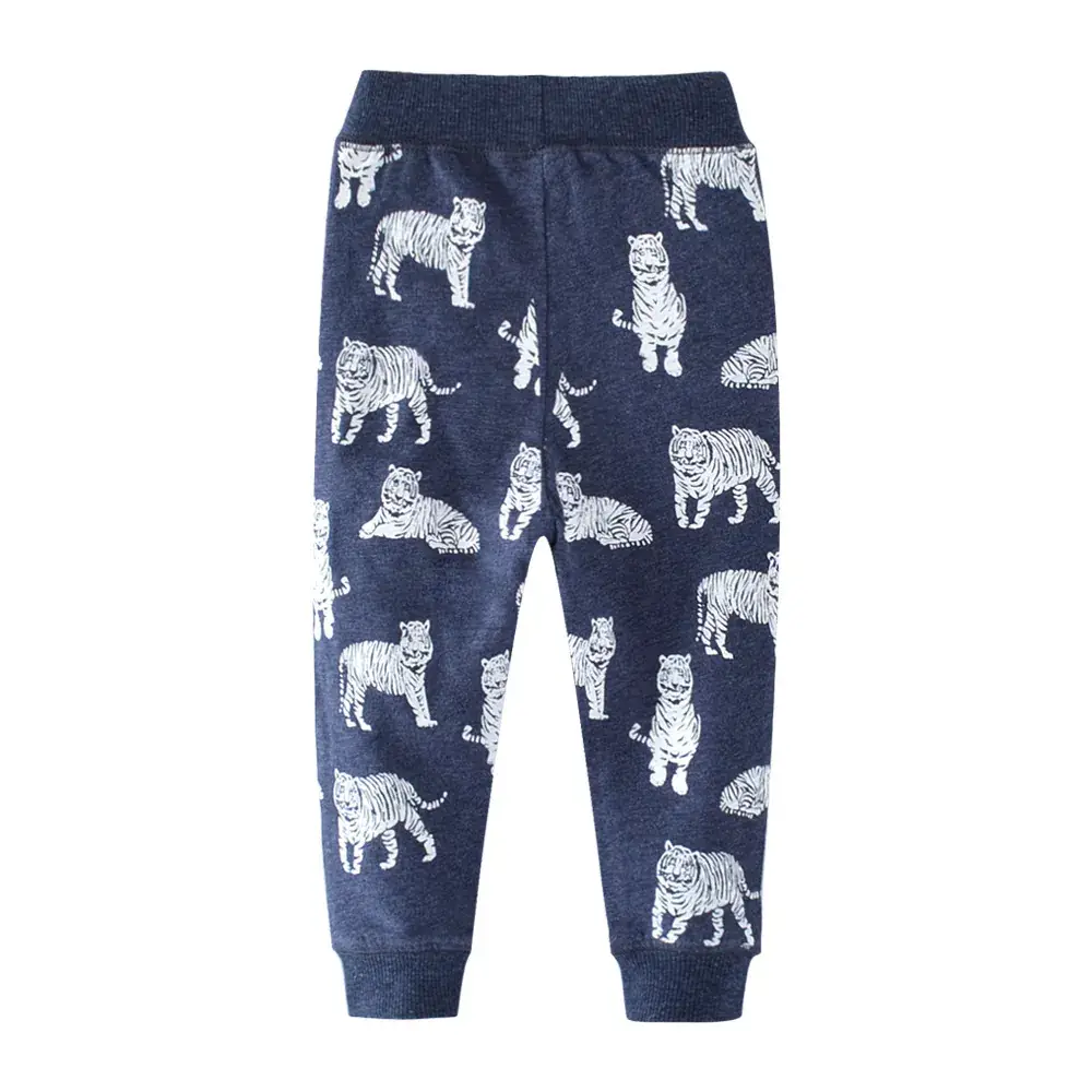 Kids Printed Tiger Cotton Pants Blue for Boys - Image 2
