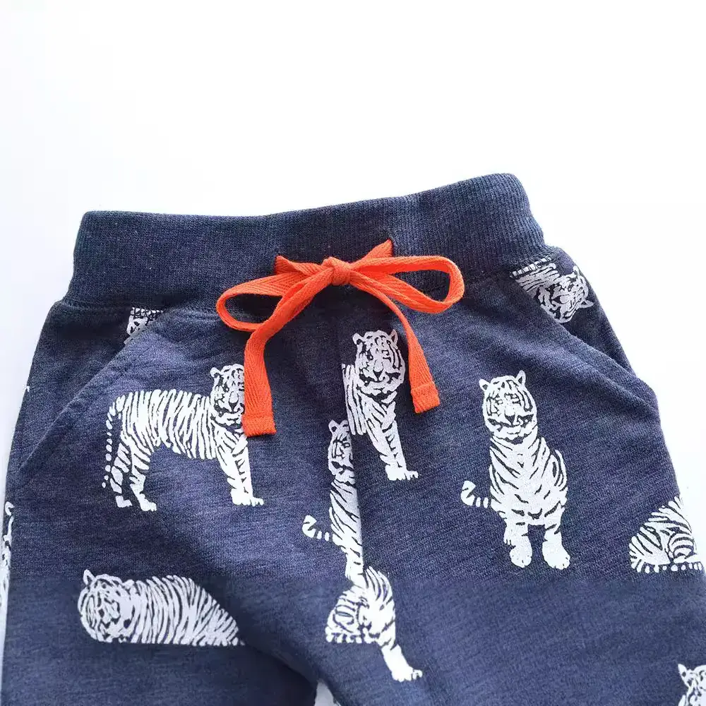 Kids Printed Tiger Cotton Pants Blue for Boys - Image 5