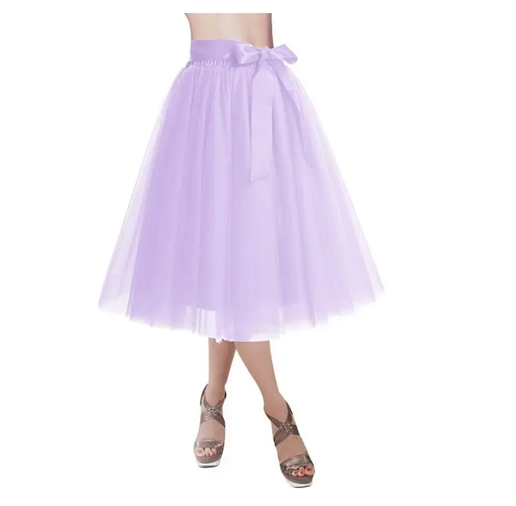 Women High Waist Tulle Skirts Green White Mesh - Image 22
