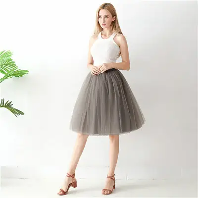 Women High Waist Tulle Skirts Green White Mesh - Image 18