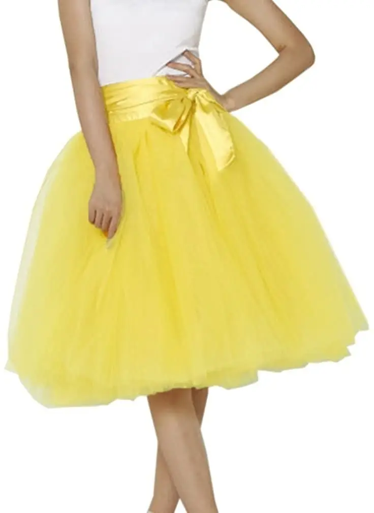 Women High Waist Tulle Skirts Green White Mesh - Image 19