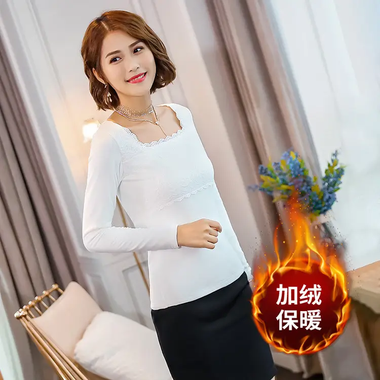 2025 Slim Fit Long Sleeve Women's Cotton Top with Plush Lining - Image 6