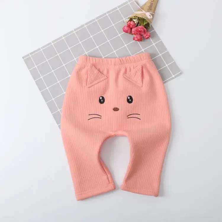 Children's Warm Cashmere Face Pants Peach