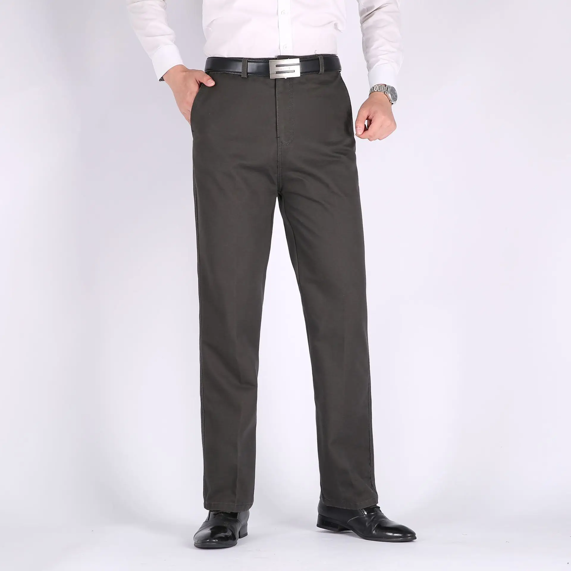 Factory Autumn Winter Thick Men's Cotton Pants Loose High Waist Middle Age+ - Image 3