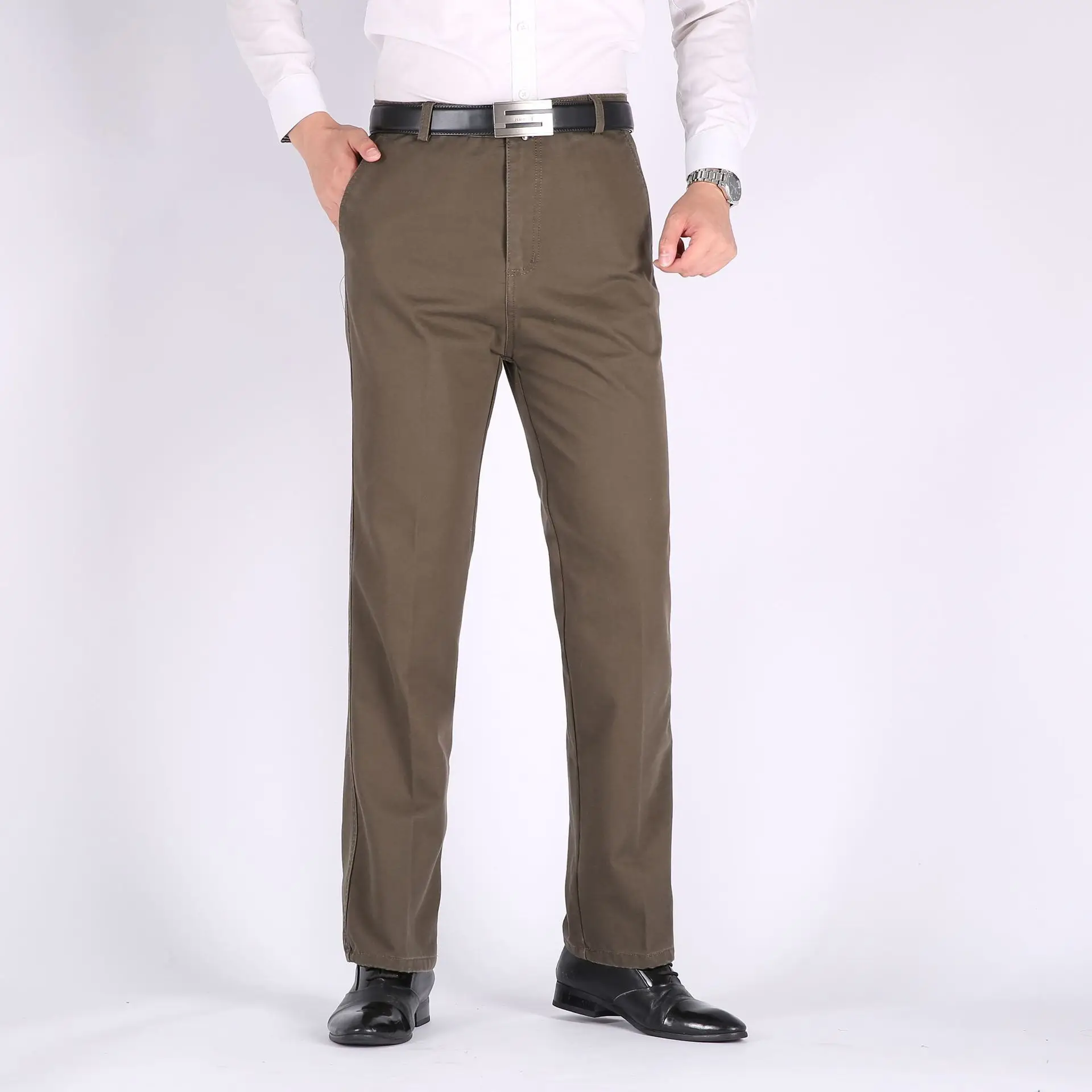 Factory Autumn Winter Thick Men's Cotton Pants Loose High Waist Middle Age+ - Image 4