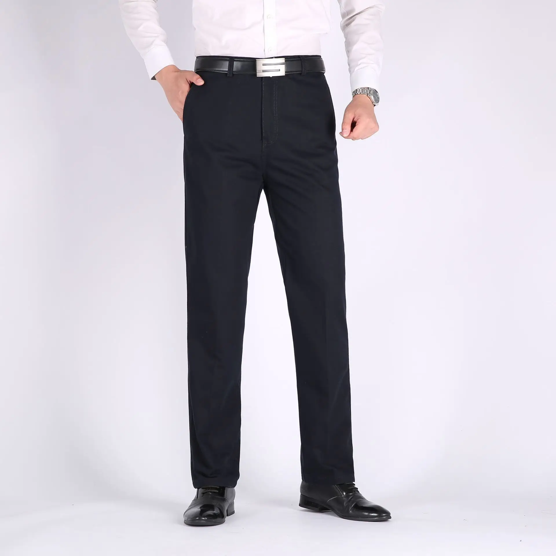 Factory Autumn Winter Thick Men's Cotton Pants Loose High Waist Middle Age+ - Image 5