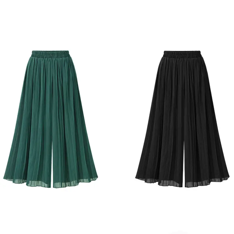 Black Chiffon Pleated Summer Skirt Extra Large