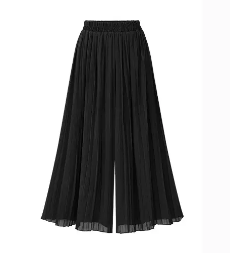 Black Chiffon Pleated Summer Skirt Extra Large