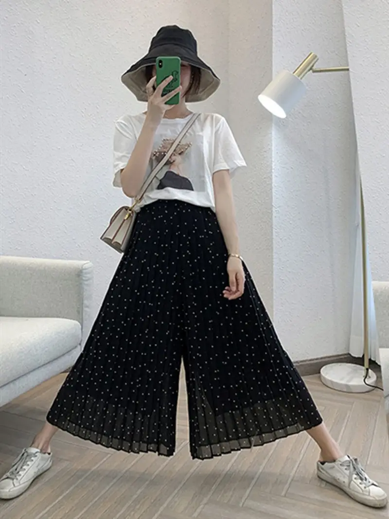 Black Chiffon Pleated Summer Skirt Extra Large