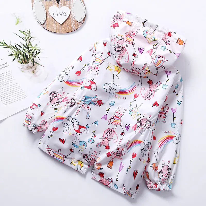 Girls Windbreaker Jacket Printed Hooded Spring Summer 2025 - Image 4