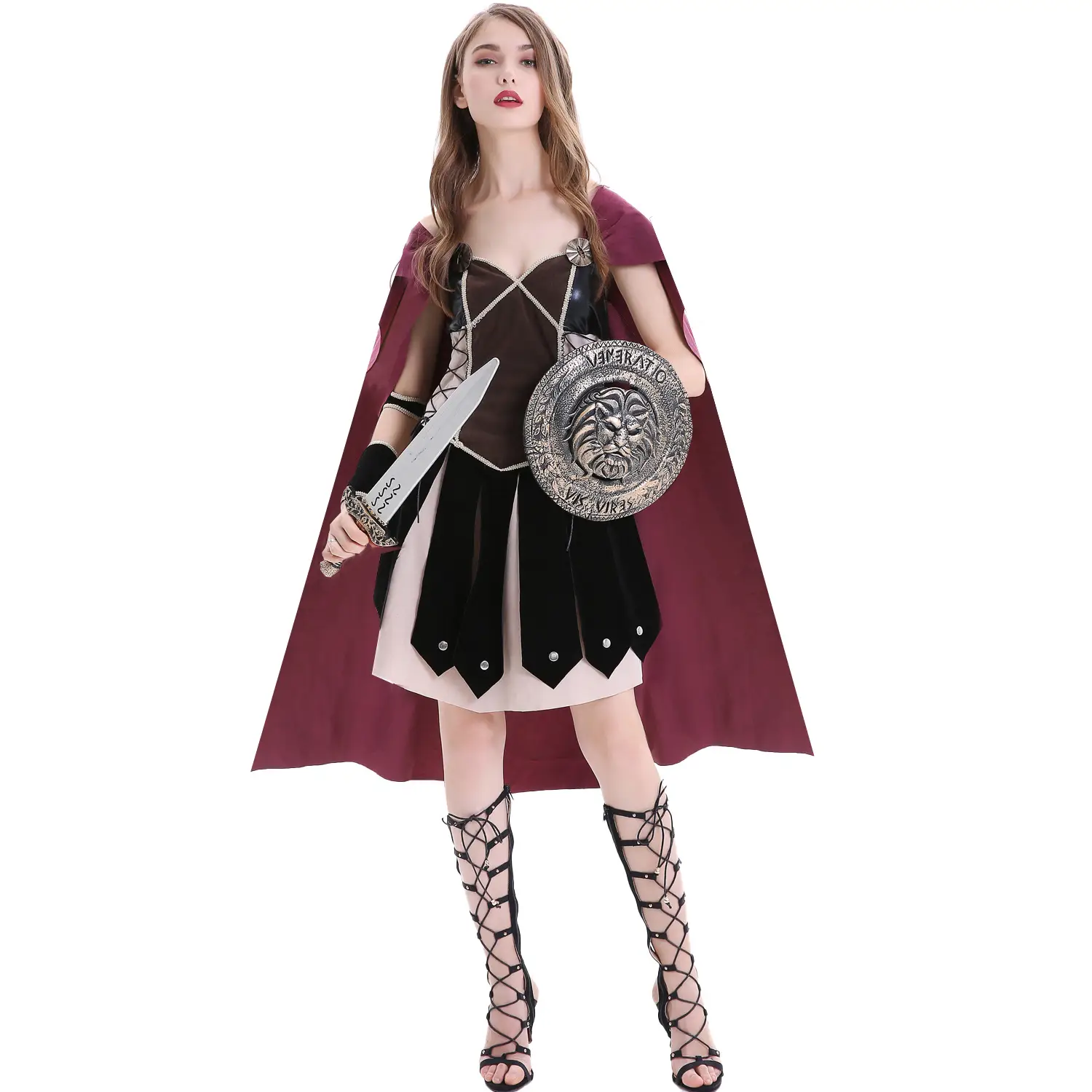 M-XL Medieval Roman Goddess Female Warrior Cosplay Costume