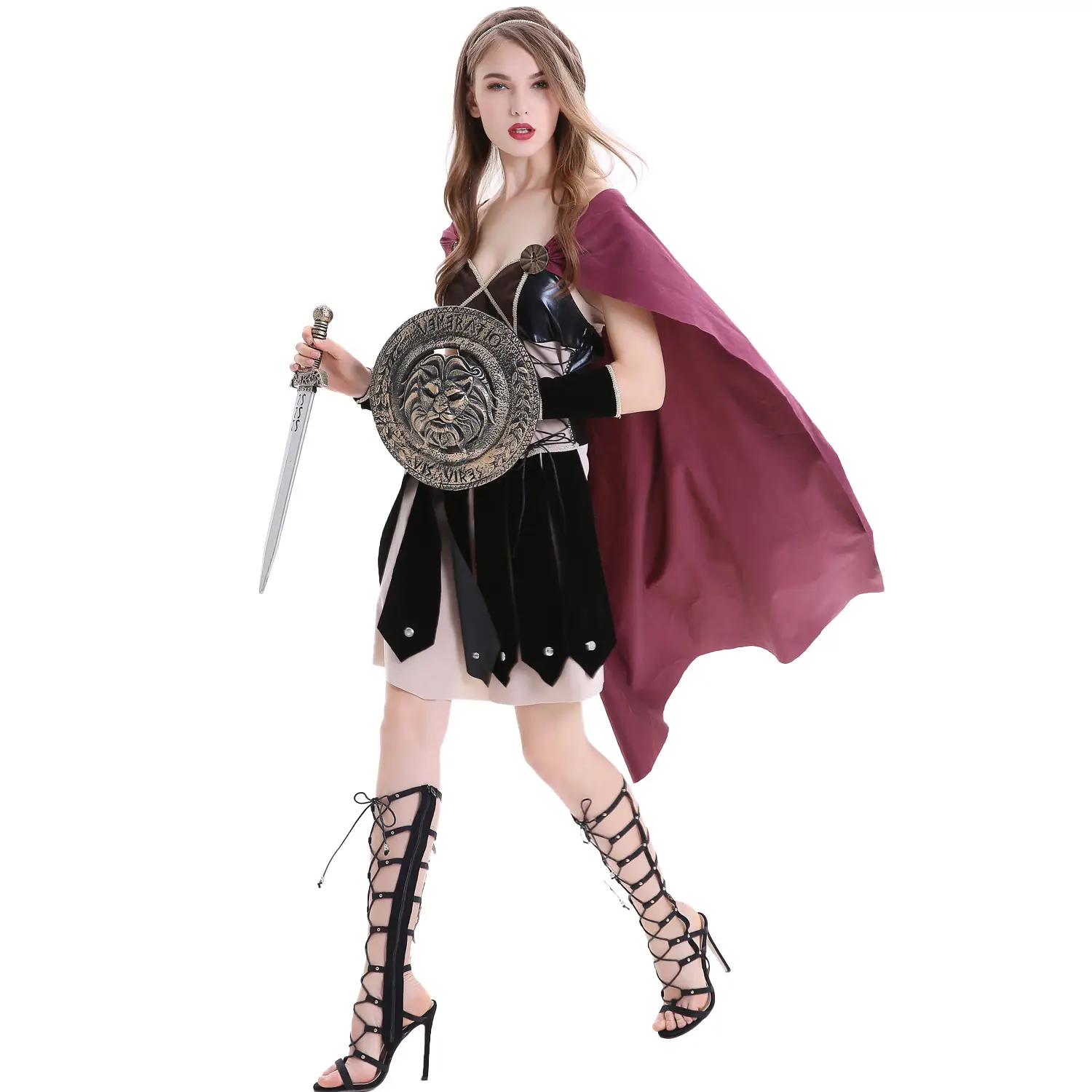 M-XL Medieval Roman Goddess Female Warrior Cosplay Costume